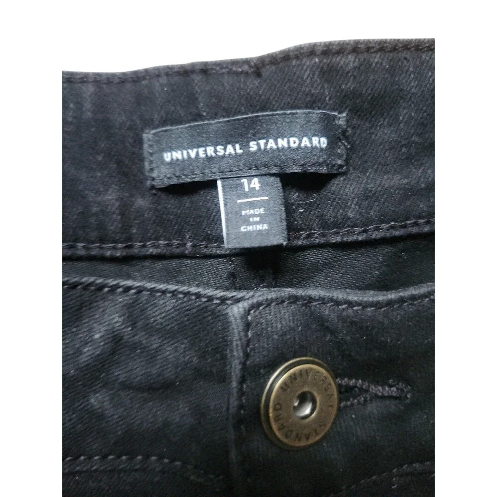 Universal Standard Donna High Rise Curve Straight Leg Jeans Womens 14 Black